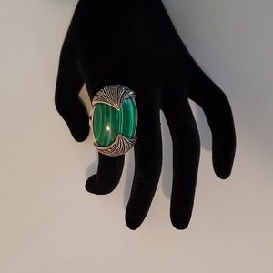 Green and silver ring. Size 7.5